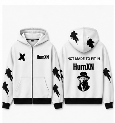 Splatter Zip Hoodie — White